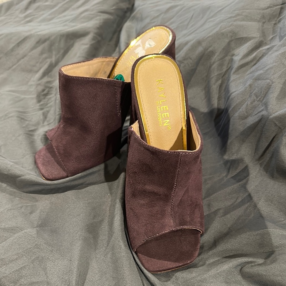 Chocolate Brown Suede Clogs with Open Toe